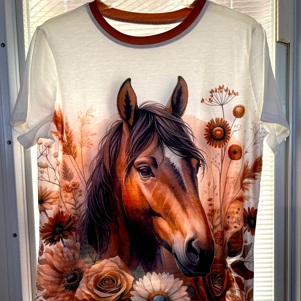 Horse and Floral Graphic Tee